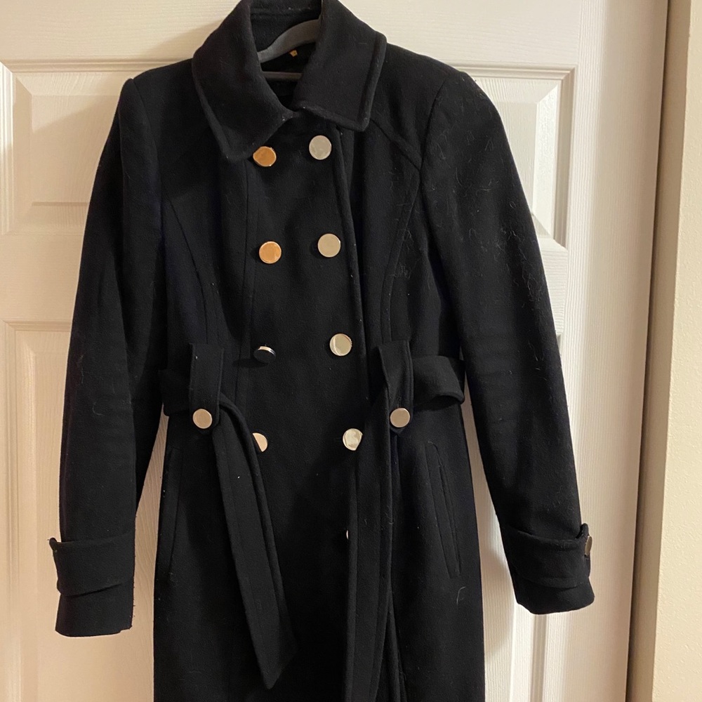 Elie Tahari black wool double breasted coat